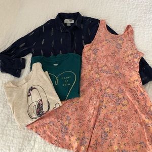 Girls Old Navy Bundle - t-shirts, Dress & Blouse